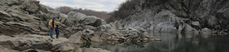 Hikers near the Potomac River on the Billy Goat Trail in Maryland
