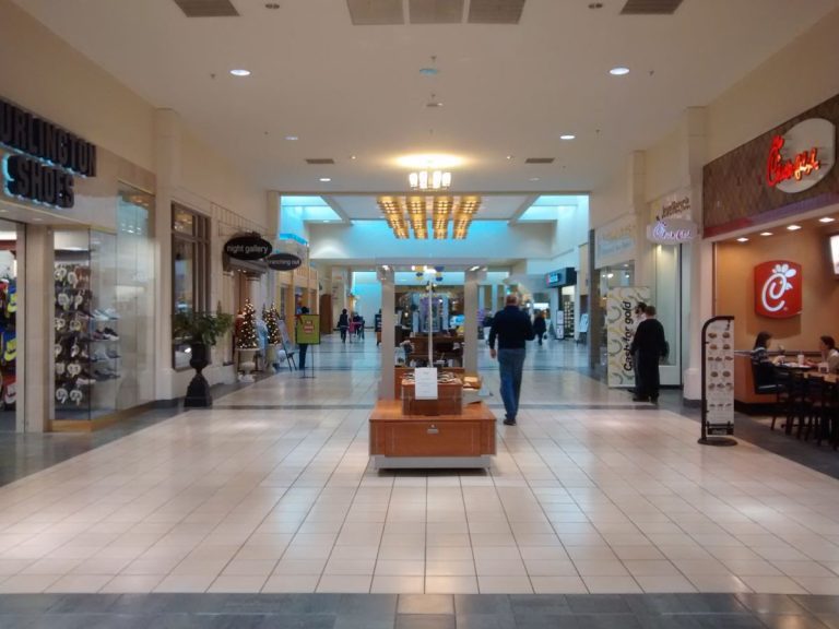Public-domain shopping mall interior used to represent student discounts at The Mall in Columbia