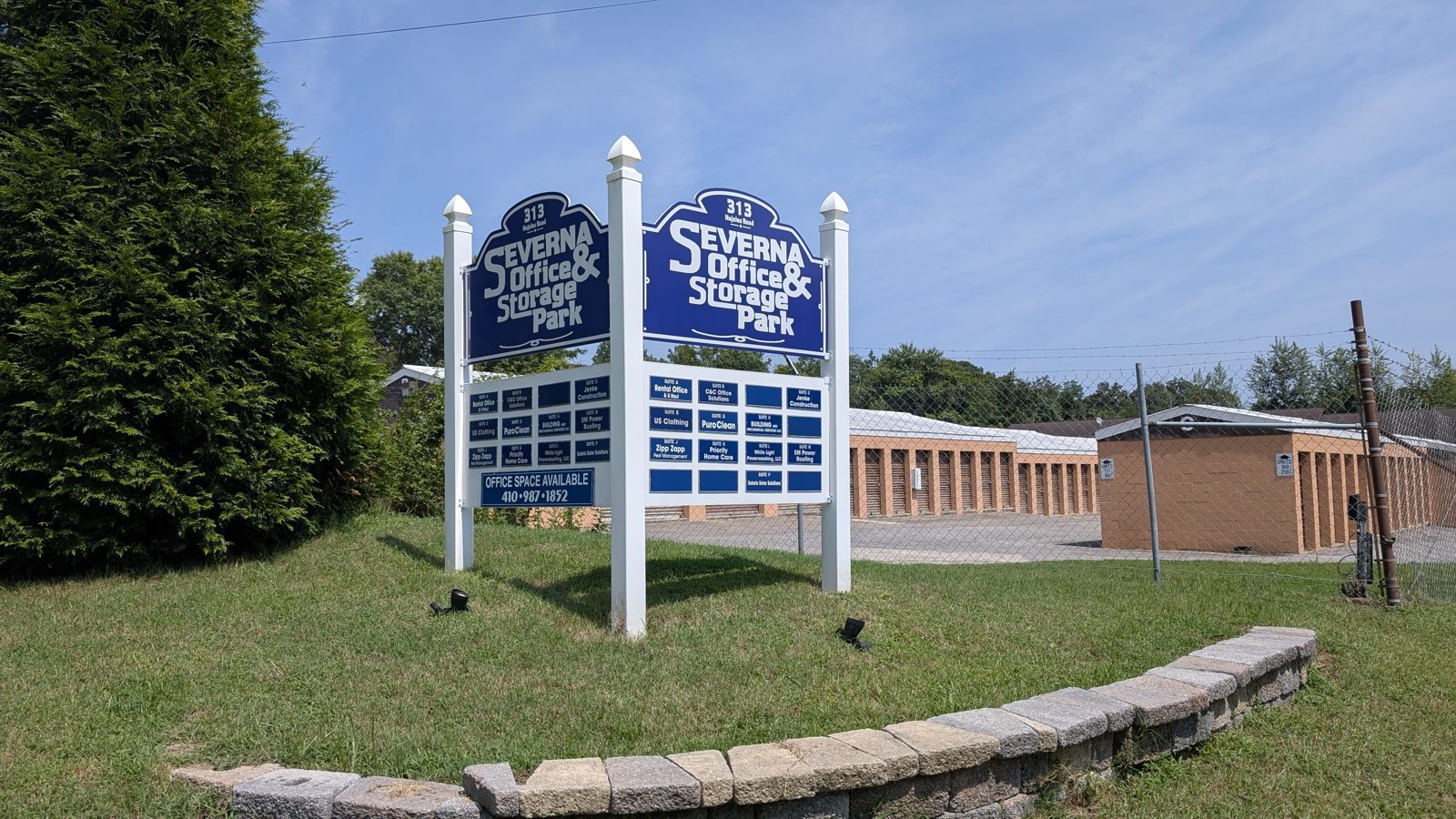 Self-storage units at Severna Office and Storage Park in Millersville, Maryland