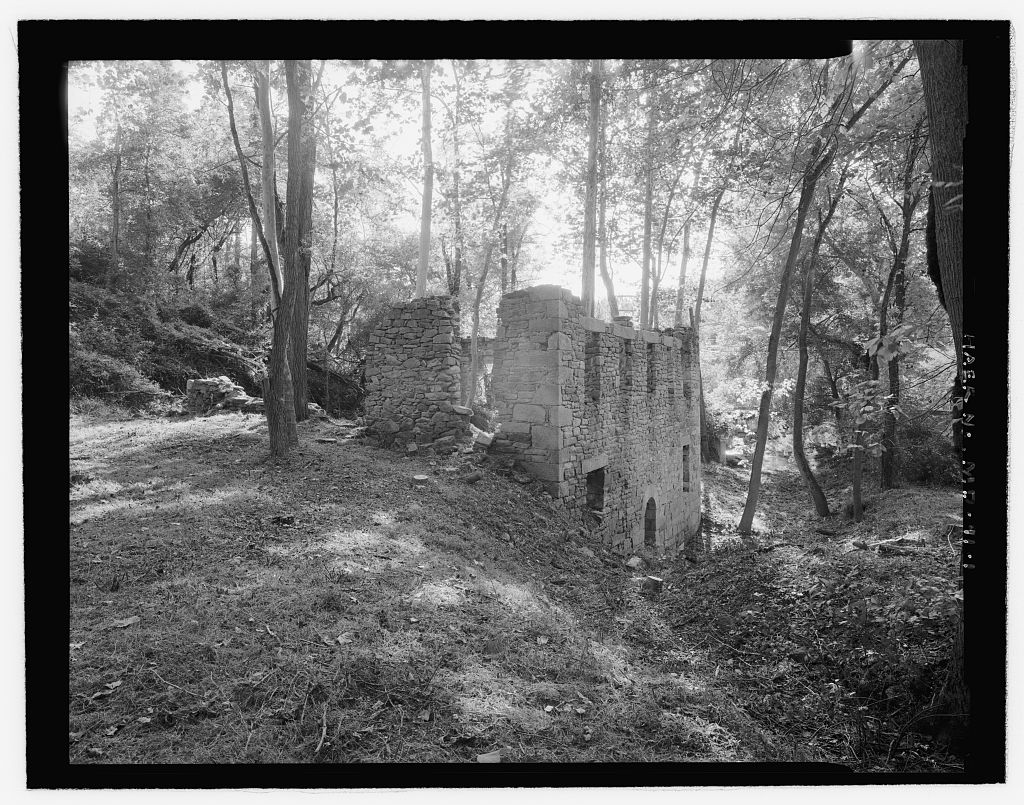 Historic stone ruins of Simpsonville Mill in Columbia, Maryland